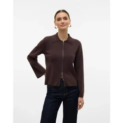 AWHANNAH LS KNIT CARDIGAN - Chocolate Torte