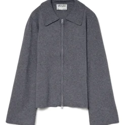 AWHANNAH LS KNIT CARDIGAN - Dark grey melange