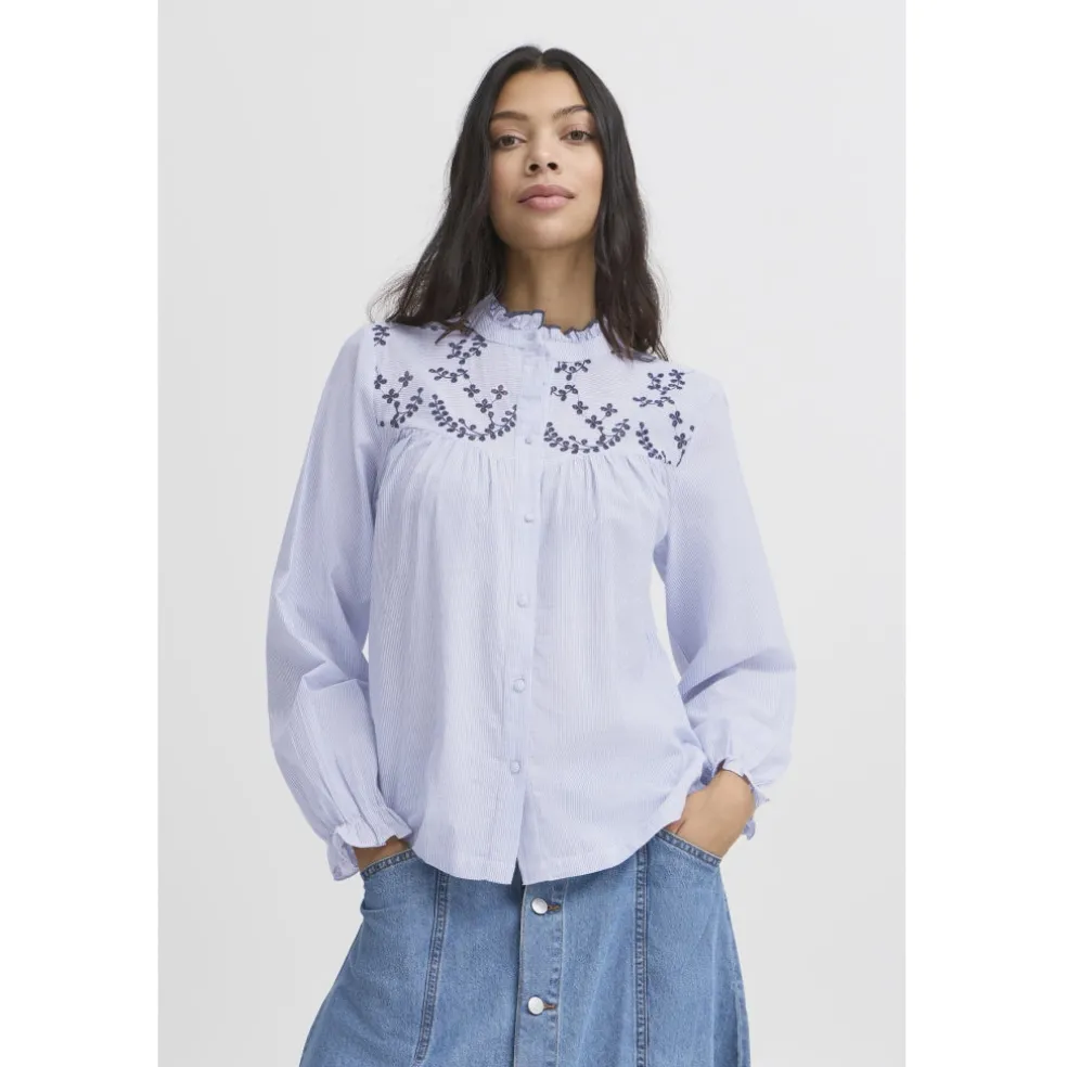 B.YOUNG dame bluse BYIMOGEN - Silver Lake Blue Mix