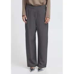 B.YOUNG dame bukser BYMMIDDE - Dark Grey Mel. Pinstripe Mix