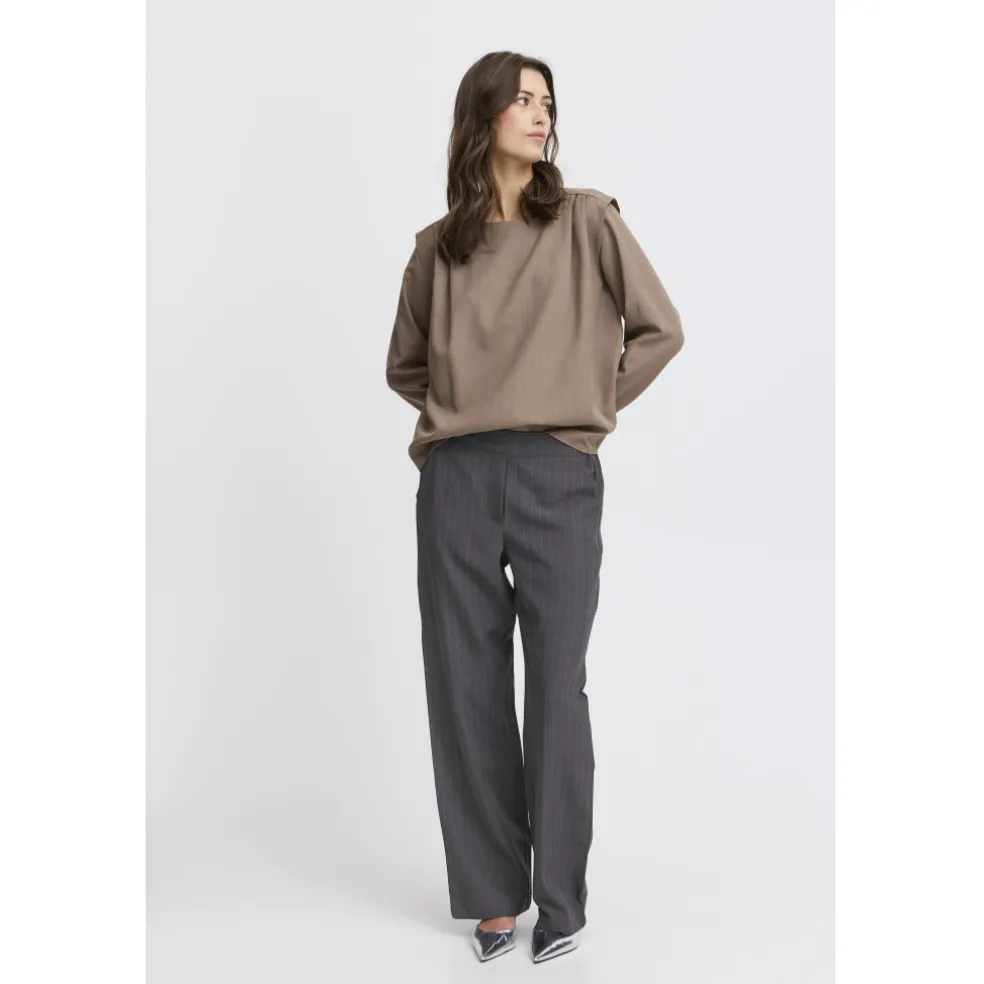 B.YOUNG dame bukser BYMMIDDE - Dark Grey Mel. Pinstripe Mix