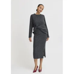 B.YOUNG dame nederdel BYMARIANNE - Dark grey melange