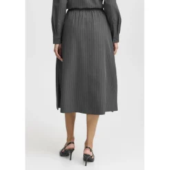 B.YOUNG dame nederdel BYMIDDE - Dark Grey Mel. Pinstripe Mix