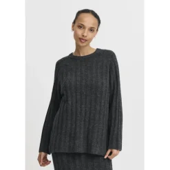 B.YOUNG dame strik BYMARIANNE - Dark grey melange