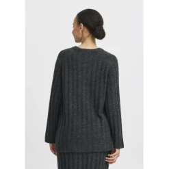 B.YOUNG dame strik BYMARIANNE - Dark grey melange