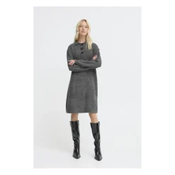 B.young dame strik kjole BYOMEA - Dark grey melange