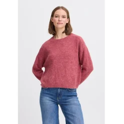 B.YOUNG DAME STRIKTRØJE BYMONNA - Roan Rouge Melange