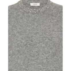 b.young dame striktrøje BYOMEA - Mid Grey Melange