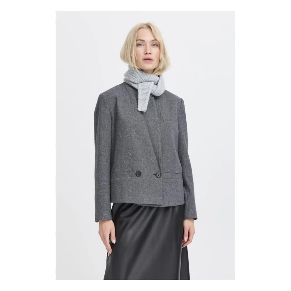 B.Young dame tørklæde BYVALMA - Light Grey Melange