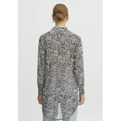 ICHI dame skjorte IHCHIFFY - Sandshell Black Leo