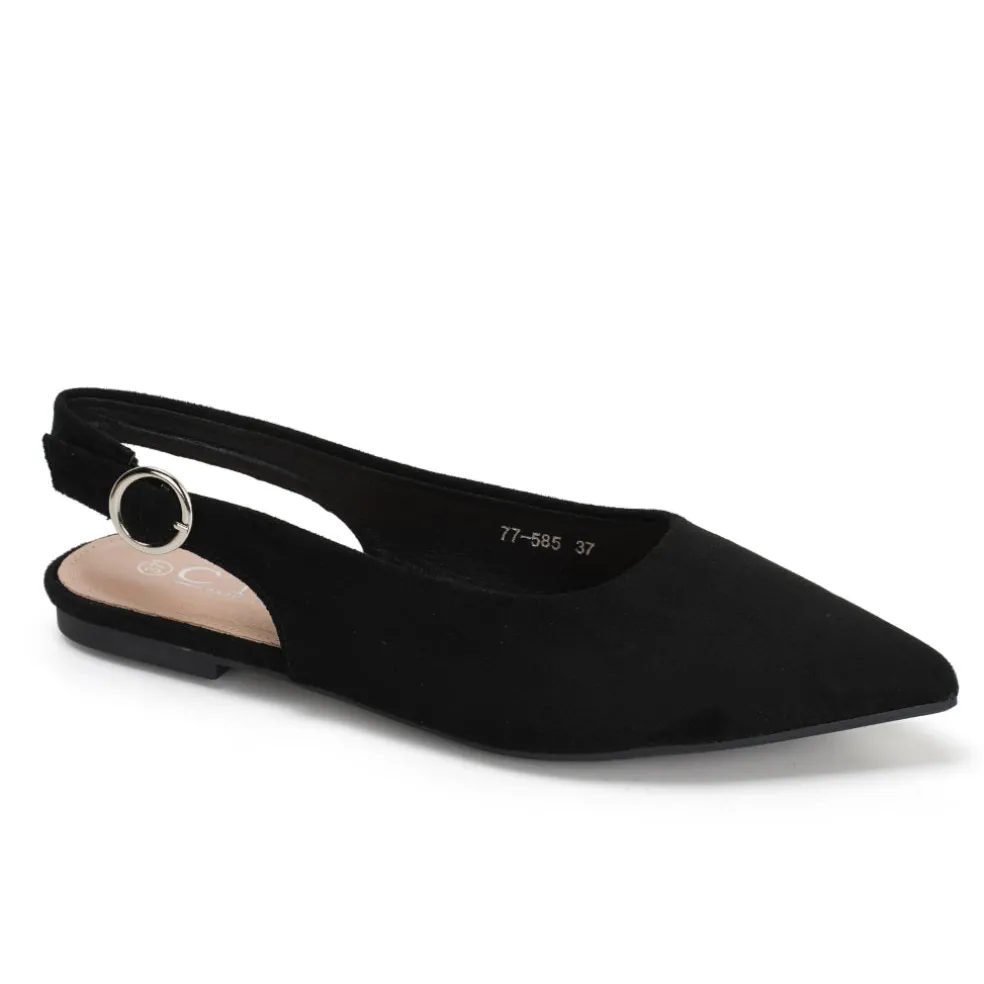 Josette dame slingback ballerina sko 77-585 - Black