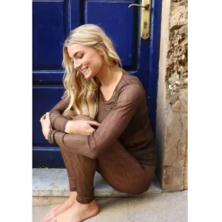 Liberté dame bluse 21345 - DARK BROWN LINES