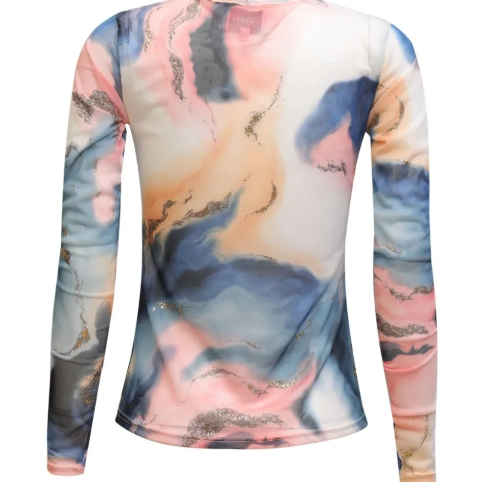 LIBERTÉ dame bluse MESH - BLUE PEACH GOLD MARBLE
