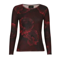 LIBERTÉ dame bluse MESH - Black bordeaux flower