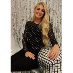 LIBERTÉ dame bluse MESH - BLACK SILVER HEART