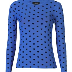 LIBERTÉ dame bluse MESH - ELECTRIC BLUE BLACK FLOCK HEART