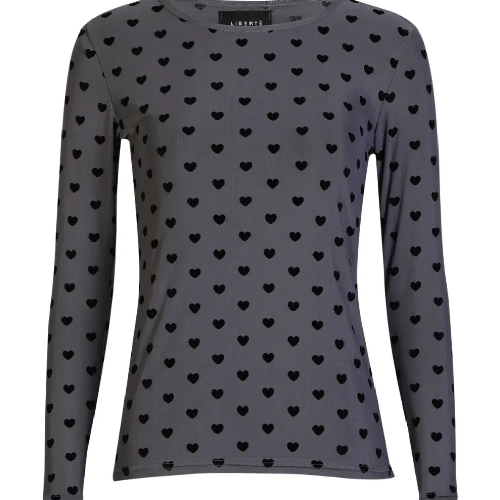 LIBERTÉ dame bluse MESH - GREY BLACK FLOCK HEART
