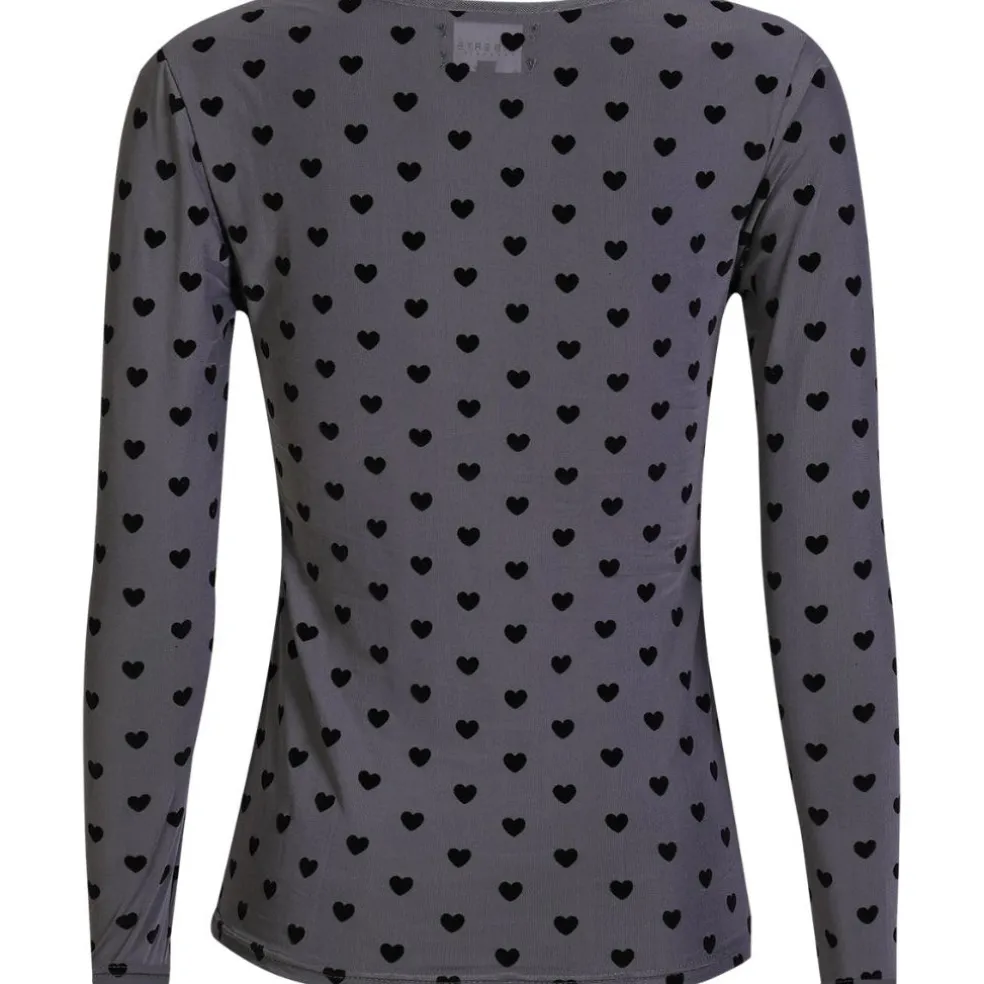 LIBERTÉ dame bluse MESH - GREY BLACK FLOCK HEART