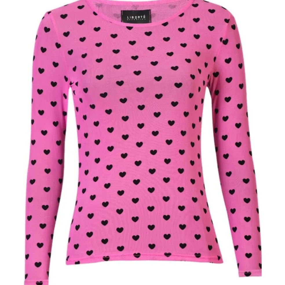 LIBERTÉ dame bluse MESH - PINK BLACK FLOCK HEART