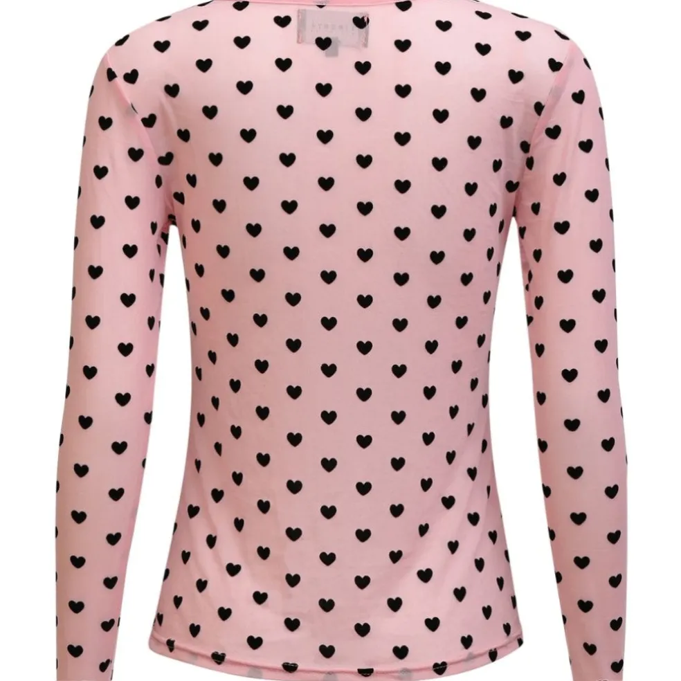 LIBERTÉ dame bluse MESH - ROSE BLACK FLOCK HEART