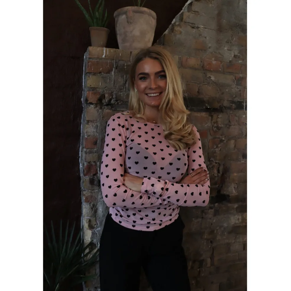 LIBERTÉ dame bluse MESH - ROSE BLACK FLOCK HEART