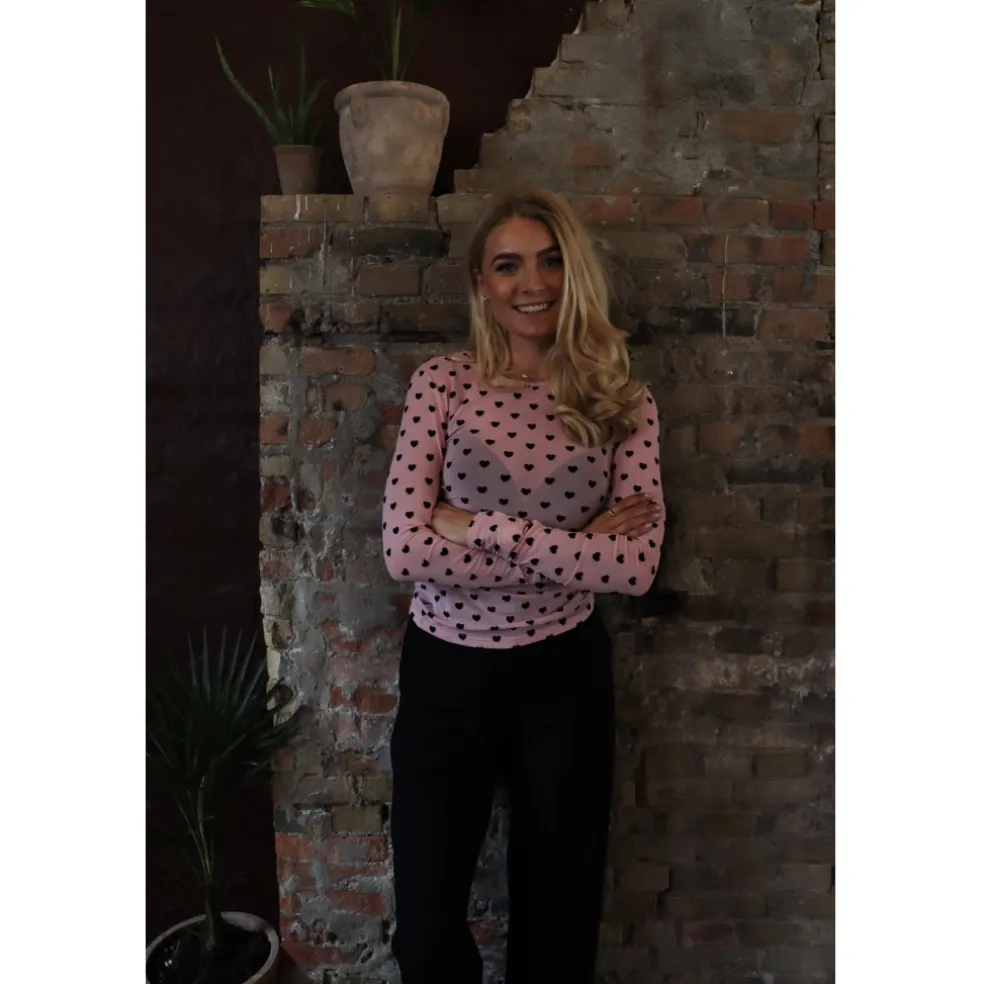 LIBERTÉ dame bluse MESH - ROSE BLACK FLOCK HEART