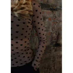 LIBERTÉ dame bluse MESH - SAND BLACK FLOCK HEART