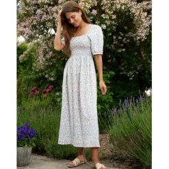 Liberté dame gro kjole 21268 - BLUE BROWN FLOWER