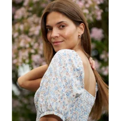 Liberté dame gro kjole 21268 - BLUE BROWN FLOWER