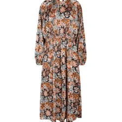 Liberté dame kjole GRAFFI - BLUE BROWN FLOWERS