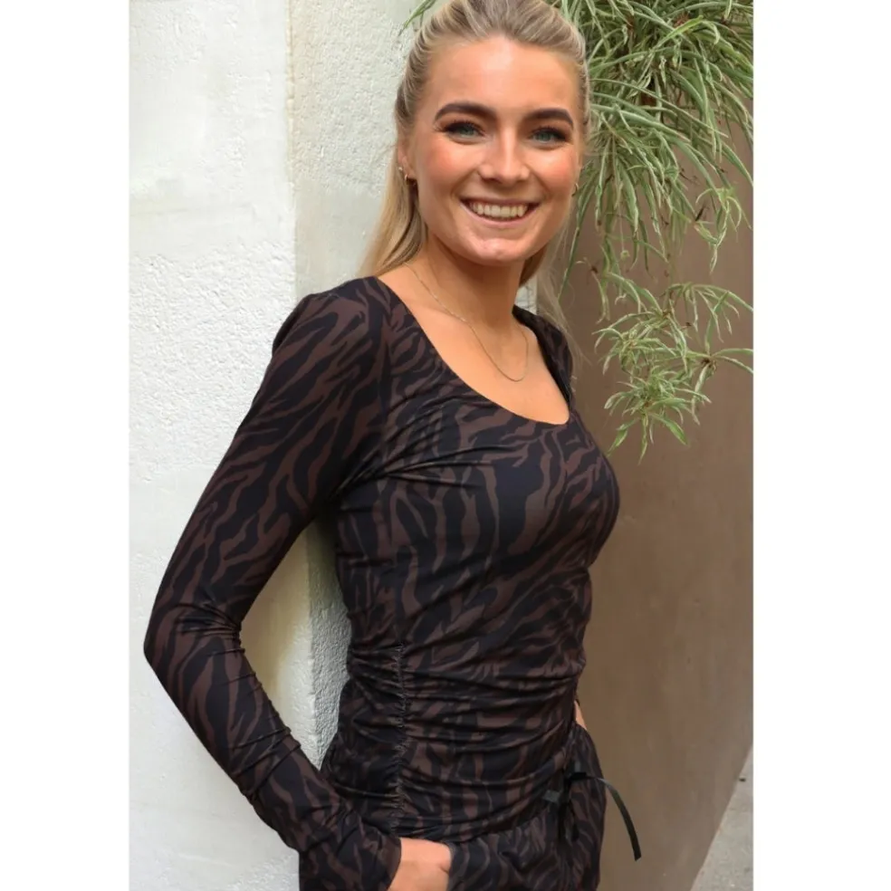 LIBERTE dame bluse ALMA - DARK BROWN ZEBRA