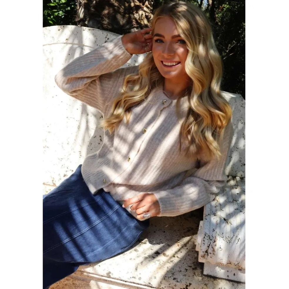 Liberte dame cardigan FRO O-NECK - Ivory