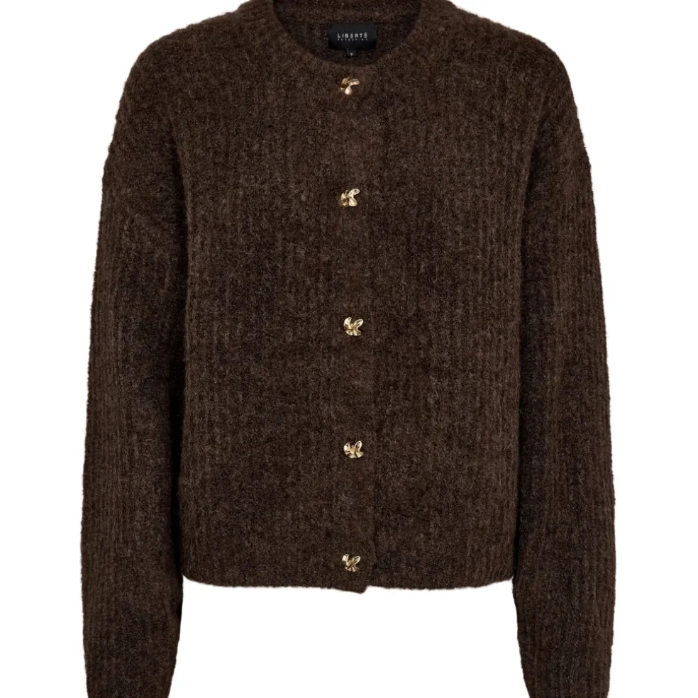 Liberte dame cardigan FRO O-NECK - Chocolate