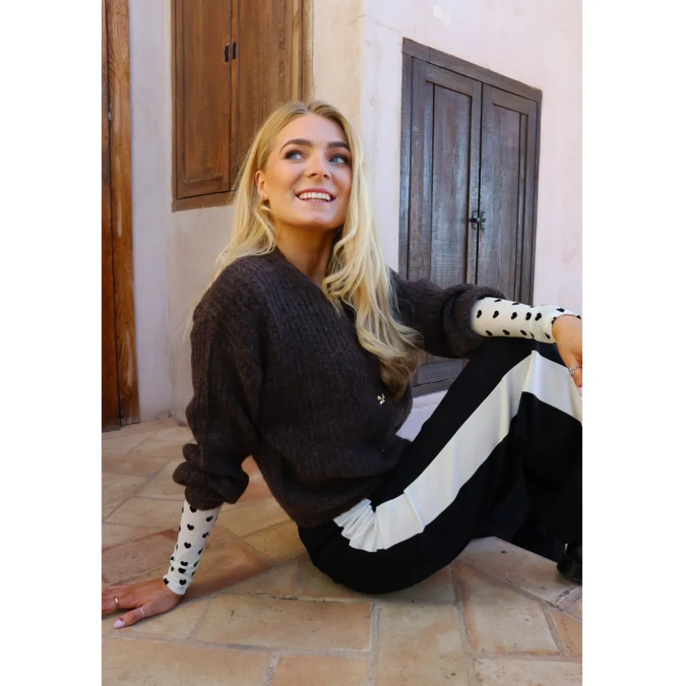 Liberte dame cardigan FRO O-NECK - Chocolate