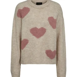 Liberte dame pullover strik FRO - IVORY ROSE HEART