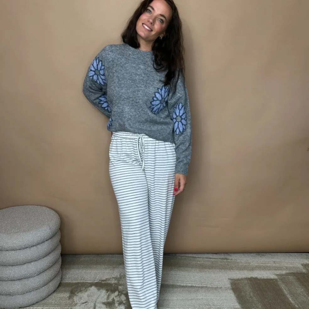 Lululia Dame Bukser LuChloe 62671 - Light Grey/White