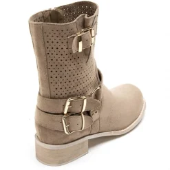 Malou dame bikerstøvler 9636A - Khaki