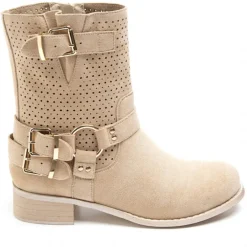 Malou dame bikerstøvler 9636A - Beige