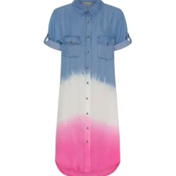 Marta Du Chateau dame kjole MdcKirstín - LightBlue/White/Fuxia