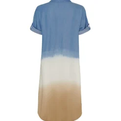 Marta Du Chateau dame kjole MdcKirstín - LightBlue/White/Camel