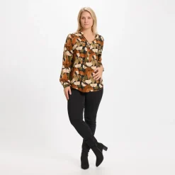 Marta Du Chateau dame skjorte - 8128 - Black/Tabacco