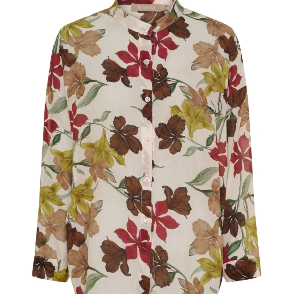 Marta du Chateau dame skjorte MdcLotus 258920 - Beige Flower