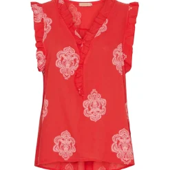Marta Du Chateau dame top MdcElke - Red/WhitePrint