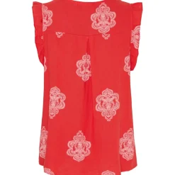 Marta Du Chateau dame top MdcElke - Red/WhitePrint