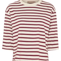 Marta du Chateau dame T-Shirt MdcBrooklyn 58351 - Beige/Bordeaux