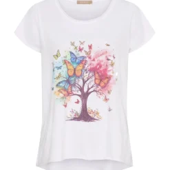 Marta du Chateau dame T-shirt MdcMarie 1535 - White Tree/Butterflies