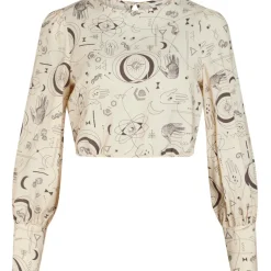 Object dame bluse OBJGADDI - Sandshell Graphic