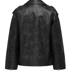 ONLWAVES FAUX LEATHER WASH JACKET OTW - Black Washed