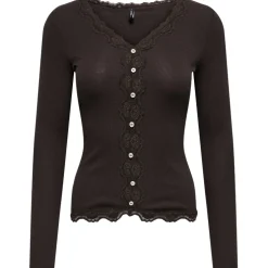 ONLY DAME BLUSE ONLENEA - Black Coffee Pearl buttons