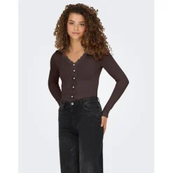 ONLY DAME BLUSE ONLENEA - Black Coffee Pearl buttons